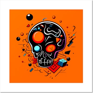 Abstract Cartoon Skull Design spooky artwork Posters and Art